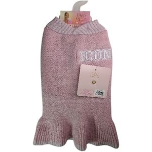Paris Hilton Warm Metallic Pink Dog Sweater XS